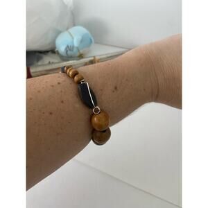 wood bead bangle bracelet